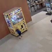 Prize-seeking kiddo trapped in claw machine after trying to snag toy triggers police rescue in wild footage